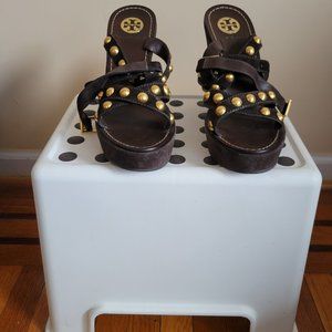 Tory Burch Grommet Suede Wedges